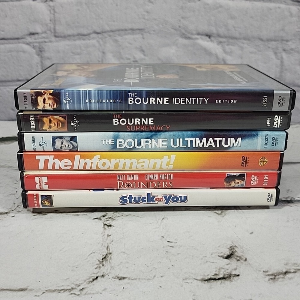 Matt Damon Movies DVD Lot Of 6 Bourne‎ Stuck On You Rounders #2